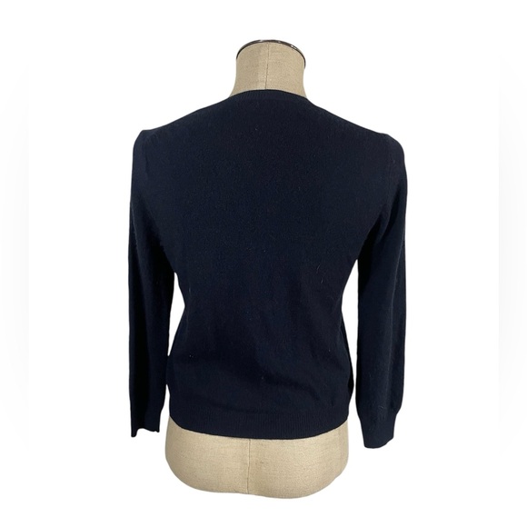 J. Crew Navy Blue Cardigan Wool Blend Sweater with Sequins Size Medium - Picture 2 of 7